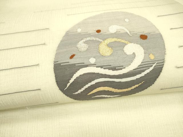 平和屋着物＊夏物 九寸名古屋帯 流水文 金銀糸 正絹 逸品 DAAY8318cm