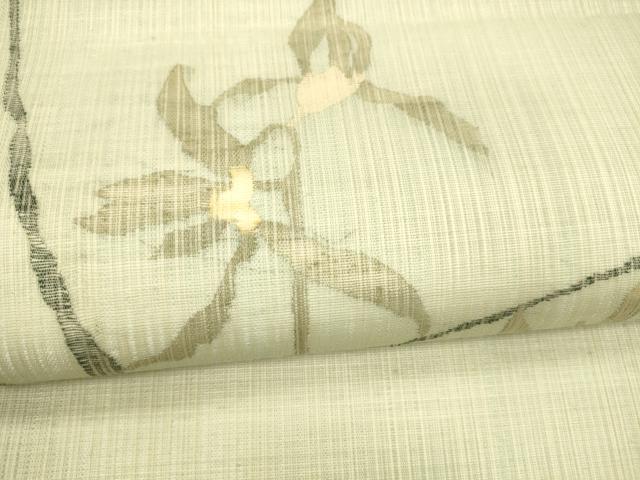 平和屋着物＊夏物 九寸名古屋帯 草葉文 正絹 逸品 DAAY8319cm