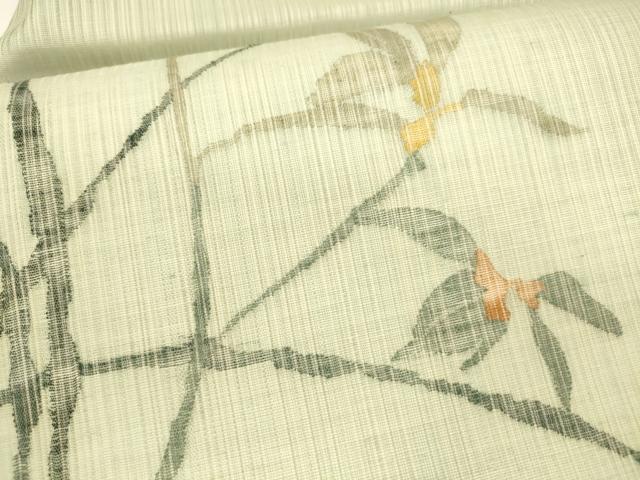 平和屋着物＊夏物 九寸名古屋帯 草葉文 正絹 逸品 DAAY8319cm
