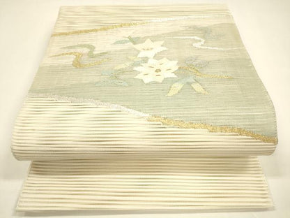平和屋着物＊夏物 八寸名古屋帯 絽綴れ 流水枝葉文 金銀糸 正絹 逸品 DAAY8320cm