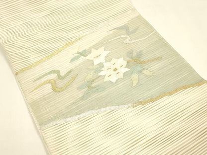 平和屋着物＊夏物 八寸名古屋帯 絽綴れ 流水枝葉文 金銀糸 正絹 逸品 DAAY8320cm