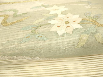 平和屋着物＊夏物 八寸名古屋帯 絽綴れ 流水枝葉文 金銀糸 正絹 逸品 DAAY8320cm