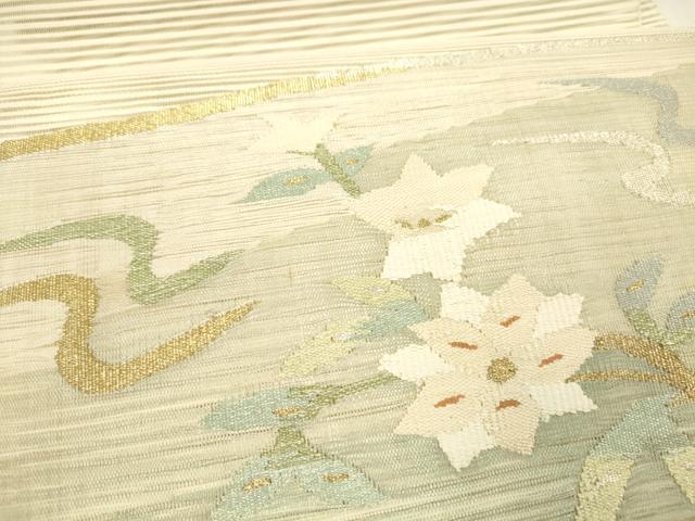 平和屋着物＊夏物 八寸名古屋帯 絽綴れ 流水枝葉文 金銀糸 正絹 逸品 DAAY8320cm