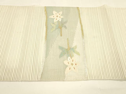 平和屋着物＊夏物 八寸名古屋帯 絽綴れ 流水枝葉文 金銀糸 正絹 逸品 DAAY8320cm