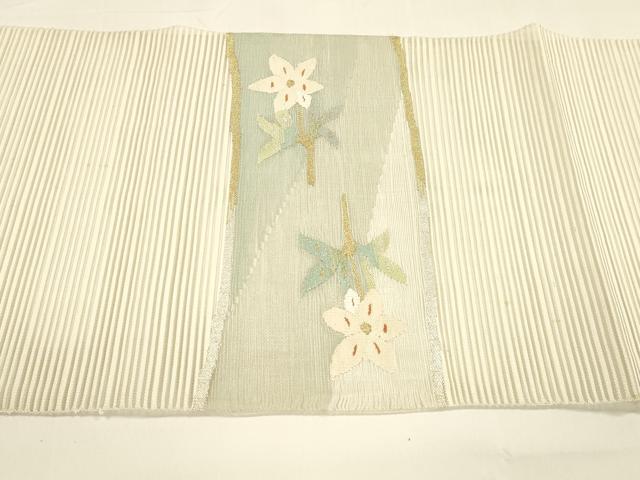 平和屋着物＊夏物 八寸名古屋帯 絽綴れ 流水枝葉文 金銀糸 正絹 逸品 DAAY8320cm