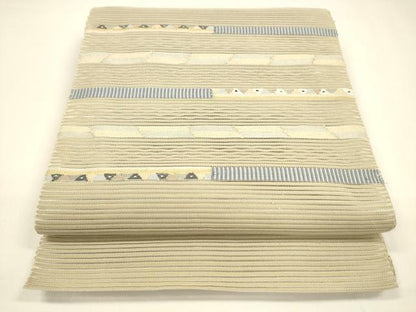 平和屋着物＊夏物　八寸名古屋帯　絽綴れ　横段文　金銀糸　正絹　逸品　DAAY8321cm