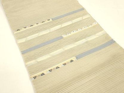 平和屋着物＊夏物　八寸名古屋帯　絽綴れ　横段文　金銀糸　正絹　逸品　DAAY8321cm