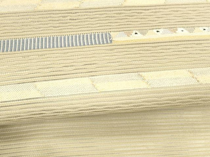 平和屋着物＊夏物　八寸名古屋帯　絽綴れ　横段文　金銀糸　正絹　逸品　DAAY8321cm