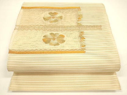 平和屋着物＊夏物 八寸名古屋帯 絽綴れ 舞花文 金銀糸 正絹 逸品 DAAY8323cm