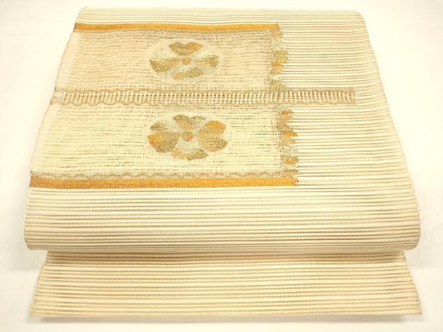 平和屋着物＊夏物 八寸名古屋帯 絽綴れ 舞花文 金銀糸 正絹 逸品 DAAY8323cm