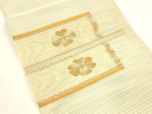 平和屋着物＊夏物 八寸名古屋帯 絽綴れ 舞花文 金銀糸 正絹 逸品 DAAY8323cm