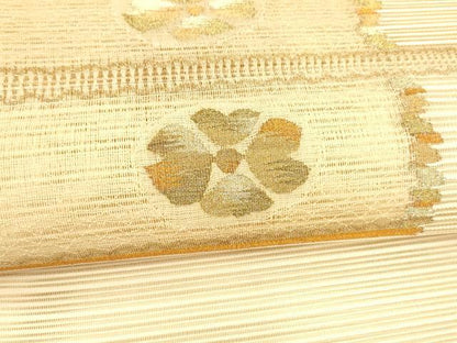 平和屋着物＊夏物 八寸名古屋帯 絽綴れ 舞花文 金銀糸 正絹 逸品 DAAY8323cm