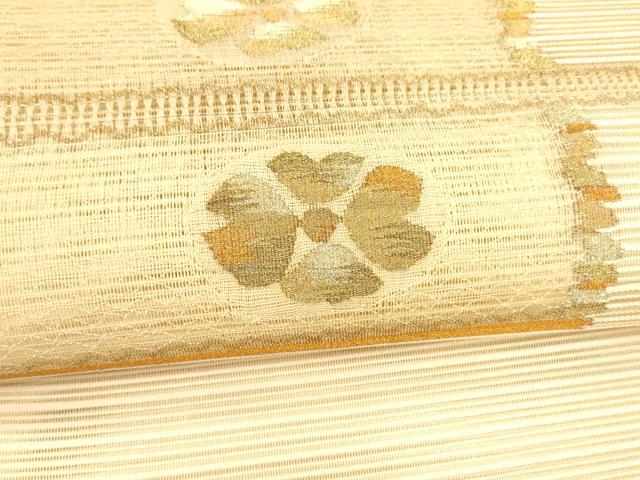 平和屋着物＊夏物 八寸名古屋帯 絽綴れ 舞花文 金銀糸 正絹 逸品 DAAY8323cm