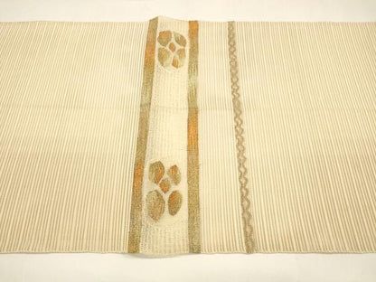 平和屋着物＊夏物 八寸名古屋帯 絽綴れ 舞花文 金銀糸 正絹 逸品 DAAY8323cm