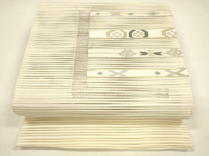 平和屋着物＊夏物　八寸名古屋帯　絽綴れ　抽象文様　金銀糸　正絹　逸品　DAAY8326cm