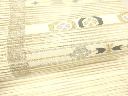 平和屋着物＊夏物　八寸名古屋帯　絽綴れ　抽象文様　金銀糸　正絹　逸品　DAAY8326cm