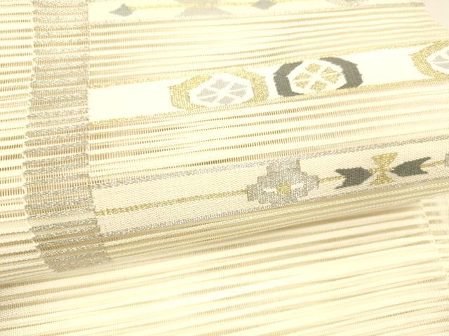 平和屋着物＊夏物　八寸名古屋帯　絽綴れ　抽象文様　金銀糸　正絹　逸品　DAAY8326cm