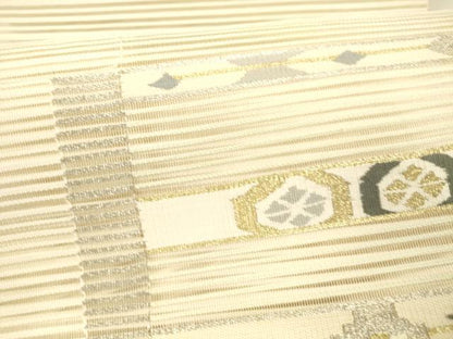 平和屋着物＊夏物　八寸名古屋帯　絽綴れ　抽象文様　金銀糸　正絹　逸品　DAAY8326cm