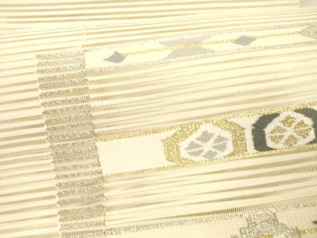 平和屋着物＊夏物　八寸名古屋帯　絽綴れ　抽象文様　金銀糸　正絹　逸品　DAAY8326cm