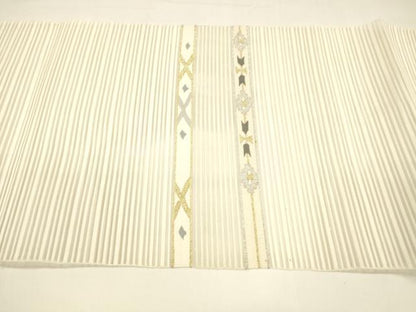 平和屋着物＊夏物　八寸名古屋帯　絽綴れ　抽象文様　金銀糸　正絹　逸品　DAAY8326cm