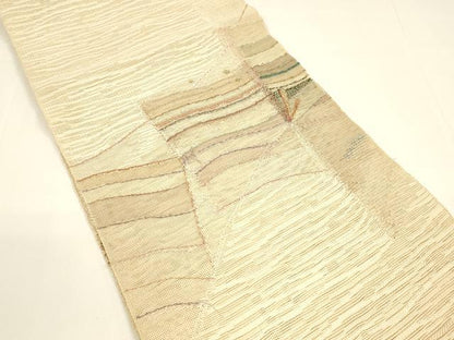 平和屋着物＊夏物 八寸名古屋帯 抽象文様 金糸 正絹 逸品 DAAY8327cm