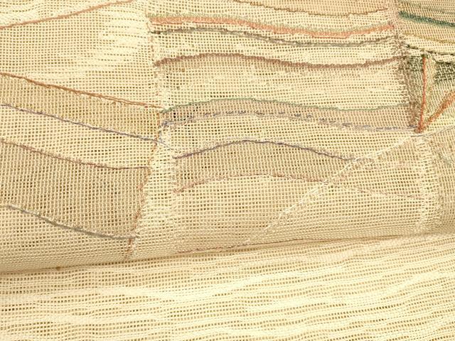 平和屋着物＊夏物 八寸名古屋帯 抽象文様 金糸 正絹 逸品 DAAY8327cm