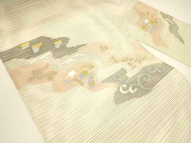 平和屋着物＊夏物 八寸名古屋帯 絽綴れ 抽象芝文 金銀糸 正絹 逸品 DAAY8329cm