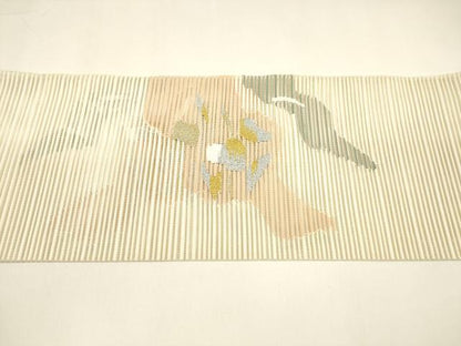 平和屋着物＊夏物 八寸名古屋帯 絽綴れ 抽象芝文 金銀糸 正絹 逸品 DAAY8329cm