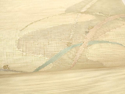 平和屋着物＊夏物 八寸名古屋帯 流水芝文 金銀糸 正絹 逸品 DAAY8330cm
