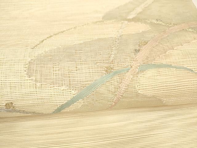 平和屋着物＊夏物 八寸名古屋帯 流水芝文 金銀糸 正絹 逸品 DAAY8330cm