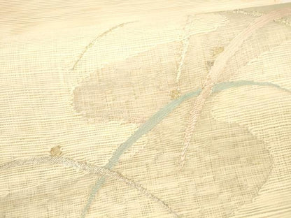 平和屋着物＊夏物 八寸名古屋帯 流水芝文 金銀糸 正絹 逸品 DAAY8330cm