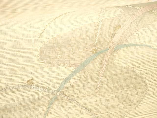 平和屋着物＊夏物 八寸名古屋帯 流水芝文 金銀糸 正絹 逸品 DAAY8330cm