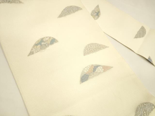 平和屋着物＊夏物 九寸名古屋帯 唐織 草花文 銀糸 正絹 逸品 DAAY8331cm