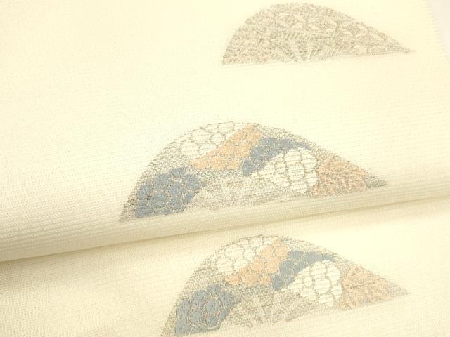 平和屋着物＊夏物 九寸名古屋帯 唐織 草花文 銀糸 正絹 逸品 DAAY8331cm