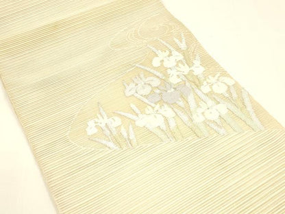 平和屋着物＊夏物 八寸名古屋帯 絽綴れ 流水文 杜若 カキツバタ 金銀糸 正絹 逸品 DAAY8332cm