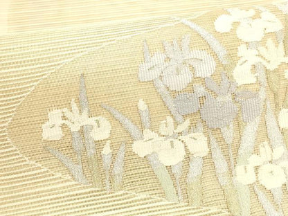 平和屋着物＊夏物 八寸名古屋帯 絽綴れ 流水文 杜若 カキツバタ 金銀糸 正絹 逸品 DAAY8332cm