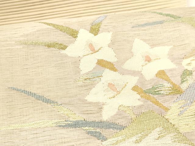平和屋着物＊夏物 八寸名古屋帯 絽綴れ 草花文 金銀糸 正絹 逸品 DAAY8333cm