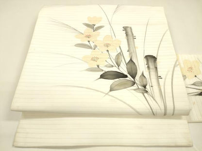 平和屋着物＊夏物 九寸名古屋帯 手描き 草花文 DAAY8335cm