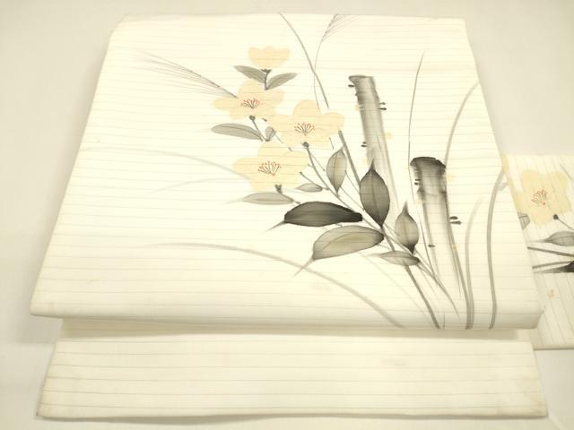 平和屋着物＊夏物 九寸名古屋帯 手描き 草花文 DAAY8335cm