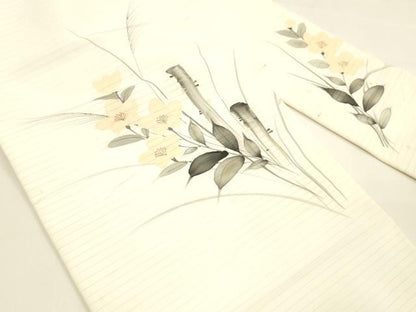 平和屋着物＊夏物 九寸名古屋帯 手描き 草花文 DAAY8335cm