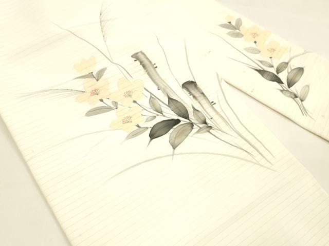 平和屋着物＊夏物 九寸名古屋帯 手描き 草花文 DAAY8335cm