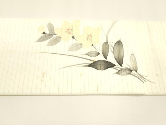 平和屋着物＊夏物 九寸名古屋帯 手描き 草花文 DAAY8335cm