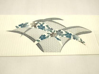 平和屋着物＊夏物 九寸名古屋帯 雪芝鹿の子草花文 銀彩 DAAY8336cm