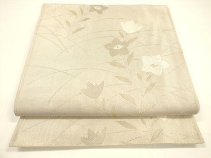 平和屋着物＊夏物 六通柄袋帯 草花文 金銀糸 正絹 逸品 DAAY8337cm