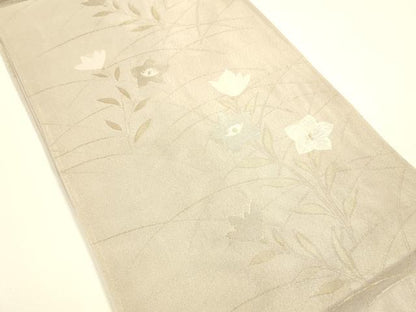 平和屋着物＊夏物 六通柄袋帯 草花文 金銀糸 正絹 逸品 DAAY8337cm