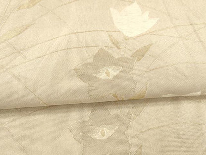 平和屋着物＊夏物 六通柄袋帯 草花文 金銀糸 正絹 逸品 DAAY8337cm