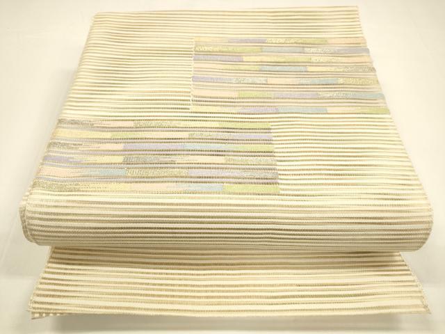 平和屋着物＊夏物 八寸名古屋帯 絽綴れ 横段文 金銀糸 正絹 逸品 DAAY8338cm
