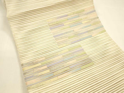 平和屋着物＊夏物 八寸名古屋帯 絽綴れ 横段文 金銀糸 正絹 逸品 DAAY8338cm