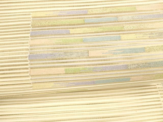 平和屋着物＊夏物 八寸名古屋帯 絽綴れ 横段文 金銀糸 正絹 逸品 DAAY8338cm