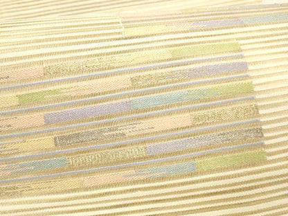 平和屋着物＊夏物 八寸名古屋帯 絽綴れ 横段文 金銀糸 正絹 逸品 DAAY8338cm